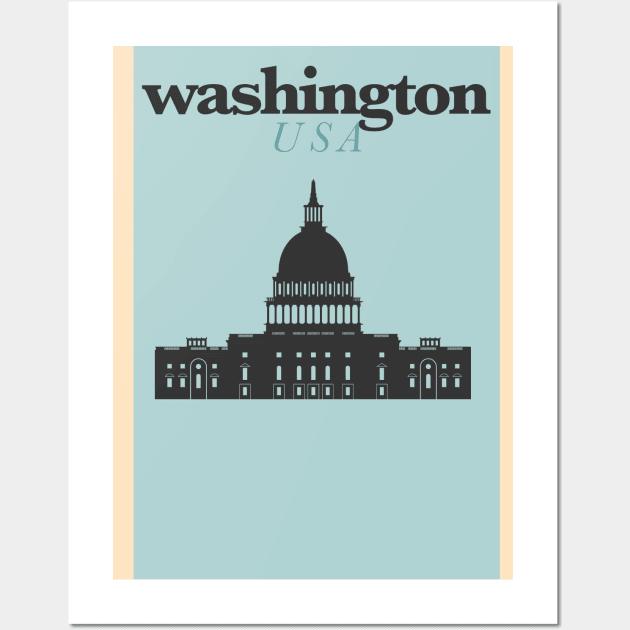 Washington Poster Design Wall Art by kursatunsal